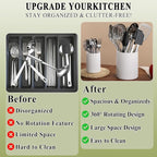 HOMQUEN 360° Rotating Utensil Holder, 6.3''+4.7'' Plastic Kitchen Utensil Holder - Image 4