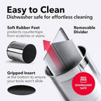 Cooler Kitchen Rotating Extra Large Stainless Steel Utensil Holder Caddy - Image 3