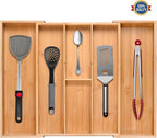 guiogc Bamboo Silverware Organizer, Expandable Kitchen Drawer Organizer and - Image 6