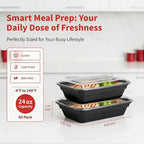 60 Pack 24 oz Meal Prep Containers Reusable, Plastic Food Storage Container - Image 4