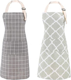 Tosewever 2 Pieces Cotton Linen Waterproof Bib Kitchen Apron by Tosewever