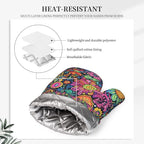 Oven Mitts and Pot Holders Set, Colorful Flower Art Silicone Kitchen - Image 4