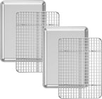 Baking Sheet with Cooling Rack Set, Deedro Stainless Steel Cookie Half Sheets by Deedro