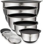 Wildone Mixing Bowls with Airtight Lids Set, with Grater Attachments & Non-Slip by Wildone