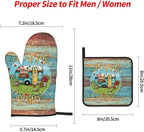 Happy Camper Oven Mitts and Pot Holders Sets of 4, Resistant Hot Pads - Image 3