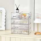 Stebopum 6 Pack Stackable Storage Drawers Clear Acrylic Organizer Makeup - Image 6