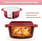 TeamFar 2-In-1 Enameled Cast Iron Dutch Oven, 5 Quart Dutch Oven Pot Cookware - Image 3