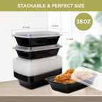 Ezalia 50 Pack- Meal Prep Containers 38oz, Plastic Food Prep Containers Reusable - Image 6