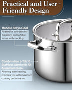 Cook N Home Stainless Steel Stockpot 8 Quart, Tri-Ply Clad Soup Pot - Image 6
