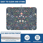 Floral Dish Drying Mat for Kitchen Counter Rustic Flower Leaves Print - Image 5