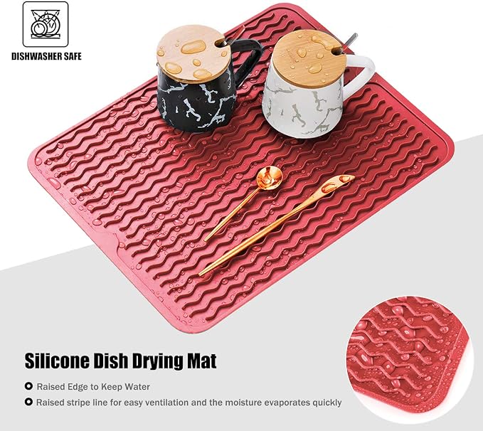 Large 24" x 18" Silicone Dish Drying Mat - Image 3