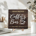Coffee Bar Sign Plaque, Rustic Wooden Tabletop Plaque - Image 3