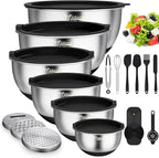 Wildone Mixing Bowls with Airtight Lids, with 3 Grater Attachments, Scale Marks by Wildone