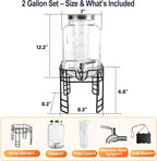2 Gallon Drink Dispensers for Parties, 1 Pack Glass Beverage Dispenser - Image 2