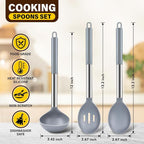 3Pcs Silicone Cooking Spoon Set, Kitchen Utensils Include Solid & Slotted Spoon - Image 2