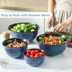 Hasense Mixing Bowls Set, Porcelain Large Salad Bowls - Image 7