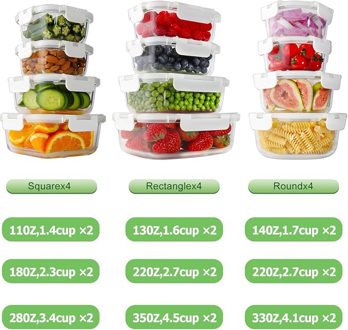 HOMBERKING 24pc Glass Food Storage Containers - Image 3