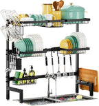Over The Sink Dish Drying Rack, Expandable Length 3-Tier Large Stainless Steel - Image 3