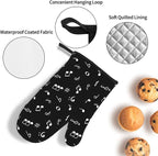 Music Notes Oven Mitts and Pot Holders Sets of 3 Black Hot Pads Musicial Oven - Image 5