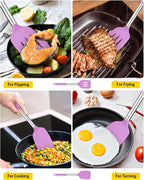 Pack of 2 Silicone Solid Turner, Non Stick Slotted Kitchen Spatulas, High Heat - Image 3