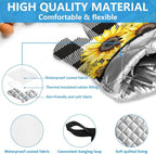 Sunflower Oven Mitts and Pot Holders Sets Heat Resistant 4Pcs Black White - Image 3