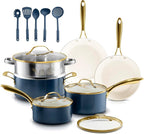 Gotham Steel 15 Pc Ceramic Pots and Pans Set Non Stick, Kitchen Cookware Sets by GothamSteel