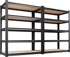 Set of 2 71"H Garage Shelving-2050LBS 5 Tier Storage Shelves, Adjustable Heavy by Unknown
