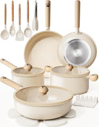 Astercook Pots and Pans Set Non Stick, Ceramic Cookware Set Non Toxic by Astercook