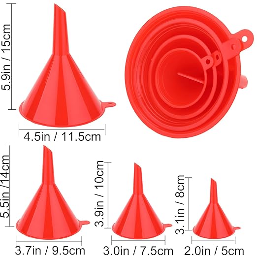 6 Pcs Automotive Oil Funnel Set – Wide Mouth Fuel Funnels - Image 4