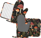 Oven Mitts and Pot Holders Mushroom Botanical Leaf Vintage Silicone Kitchen - Image 2