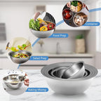 Mixing Bowl Set of 5, Stainless Steel Mixing Bowls, Nesting Whisking Bowl Set - Image 6