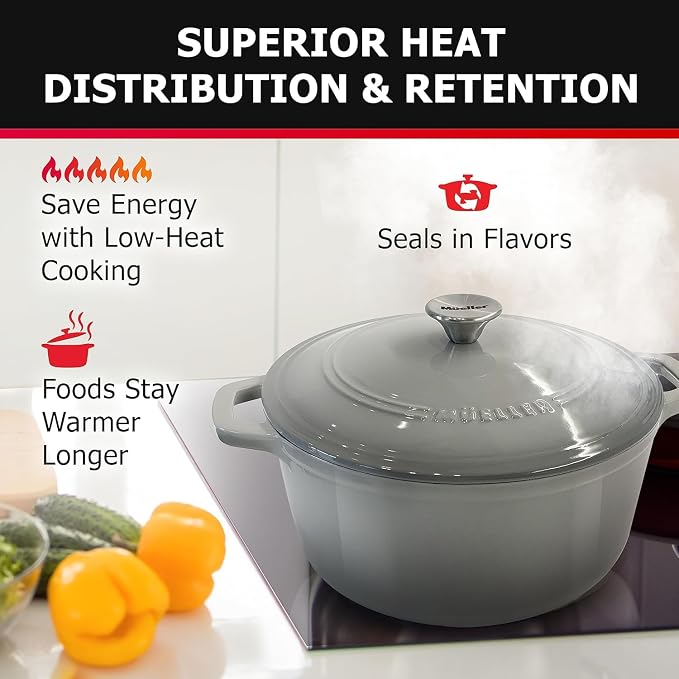 MUELLER HOME 7.5 QT Enameled Cast Iron Dutch Oven, Heavy-Duty, Oven-Safe up to - Image 2