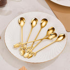 Gold Tulip/Rose Handle 12-Pcs Mini Coffee Spoons Set - Image 3