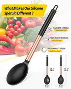 Pack of 2 Large Silicone Cooking Spoons, Non Stick Solid Basting Spoon - Image 2