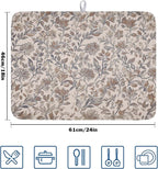 Vintage Floral Dish Drying Mat for Kitchen Counter Brown Antique Flower - Image 2