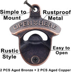 Vintage Wall Mounted Soda Bottle Opener Bronze, Rustproof Cooler Mount Beer Cap - Image 2