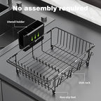 Dish Drying Rack in Sink: Expandable, 3-Slot Utensil Holder, Anti-Slip Handle. - Image 9