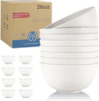 Wrova Wheat Straw Bowls Set of 8, Unbreakable White Cereal Bowl 26OZ, Microwave by WROVA