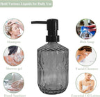 Grey Glass Soap Dispenser with Black Pump, 15oz Liquid Hand Dispenser, - Image 6