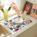 Red Blue Floral Dish Drying Mat 18x24 Inch Vintage 4th of July Drying Mat - Image 6