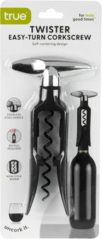 True Self Pulling Corkscrew Wine Opener, Durable Plastic - Image 11