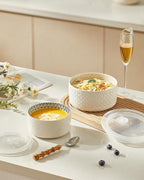 Metahom Ceramic Bowls with Lids Set of 2, Nesting Bowls - Image 3