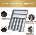 Besilord Silverware Organizer 13 Inch Gray Bamboo Kitchen Drawer Organizer 7 - Image 4