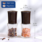 Vzaahu Salt and Pepper Grinder Set Brown, Refillable Small Shakers, Adjustable - Image 3