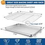 TeamFar Baking Sheet with Rack Set, Stainless Steel Baking Pan Cookie Sheet - Image 2