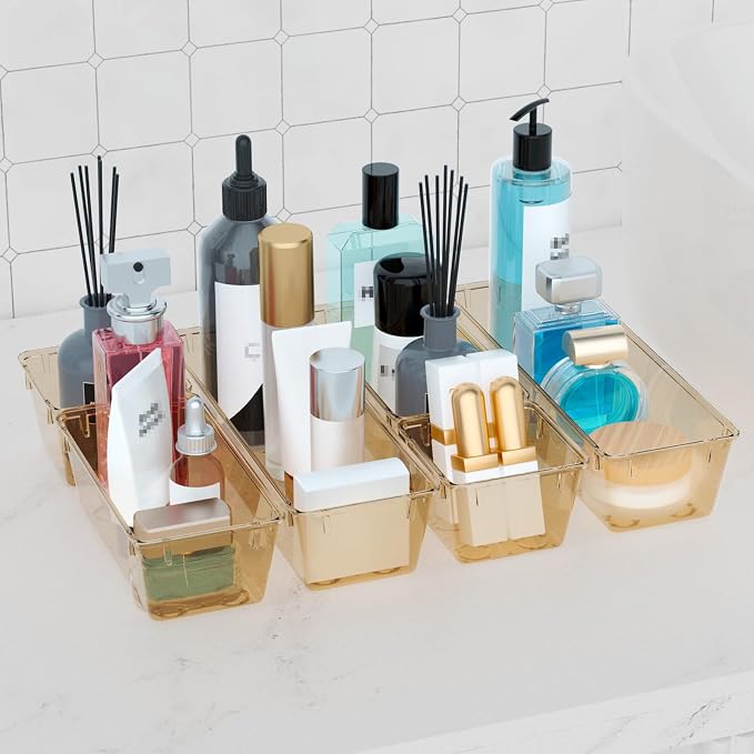 WOWBOX 6 Pack Clear Drawer Organizer Set, Acrylic Drawer Storage Trays - Image 7
