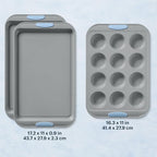 Pyrex 3-Piece Metal Cookie & Muffin Sheet Bakeware Set, Lightweight Stainless - Image 2