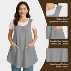 Apron for Women with Pocket Cotton Linen, Japanese Cross Back Apron for - Image 3