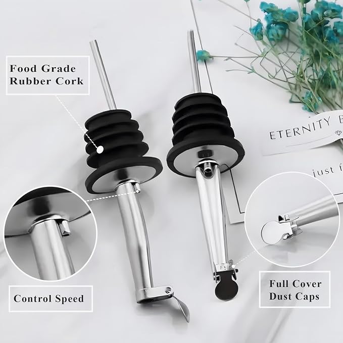 2 Pack Oil Spout with Flip Top, Olive Oil Dispenser Spout, Liquor Bottle Pourer - Image 3