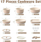 SENSARTE 17 Piece Ceramic Pots and Pans Set, Nonstick Detachable Handle Cookware - Image 2